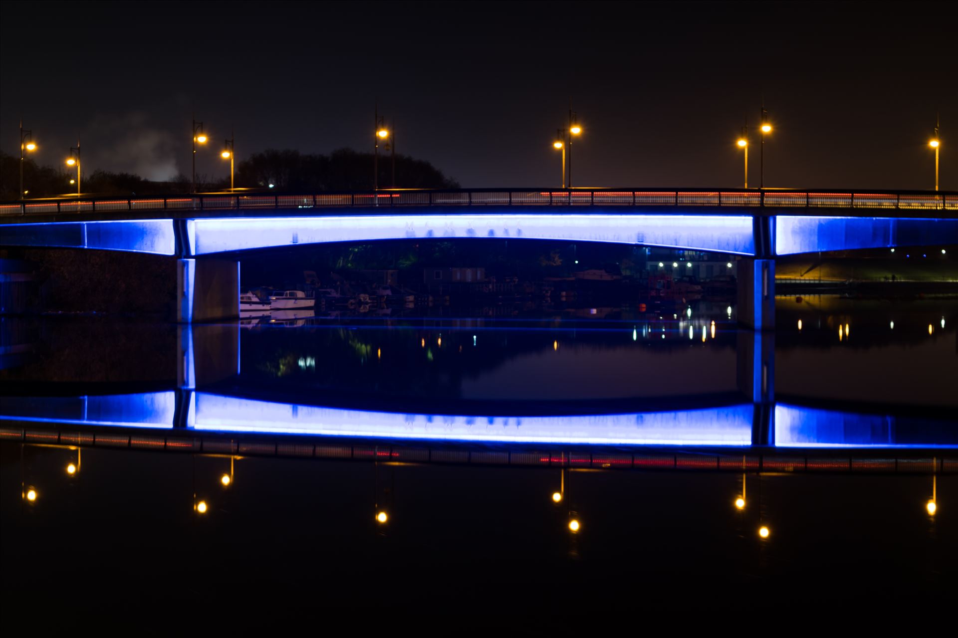 Princess Of Wales Bridge at night - A calm night down Stockton on Tees riverside, photographing The Princess Of Wales Bridge by AJ Stoves Photography