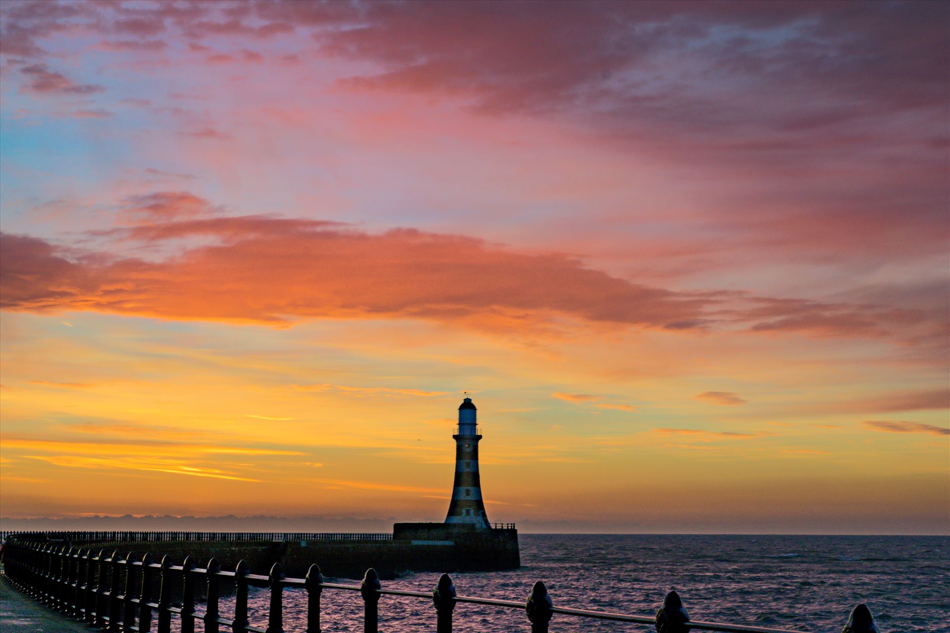 Roker lighthouse at Sunrise - Roker at sunrise by AJ Stoves Photography
