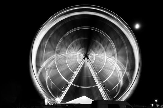 A ferris wheel taken at night at Roker seafront, Sunderland